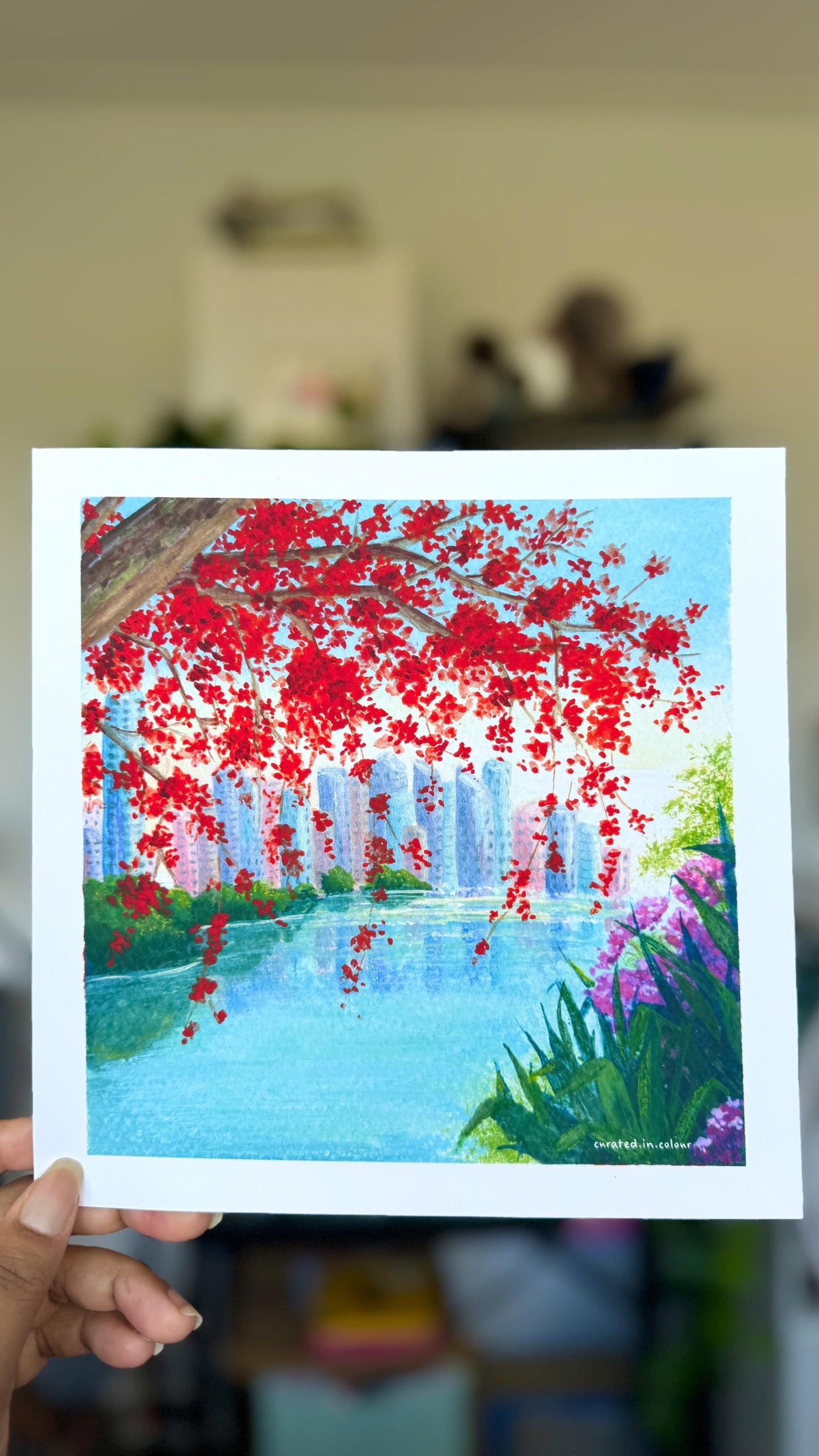 Peek-a-Boo City Skyline - 8x8 Art Print