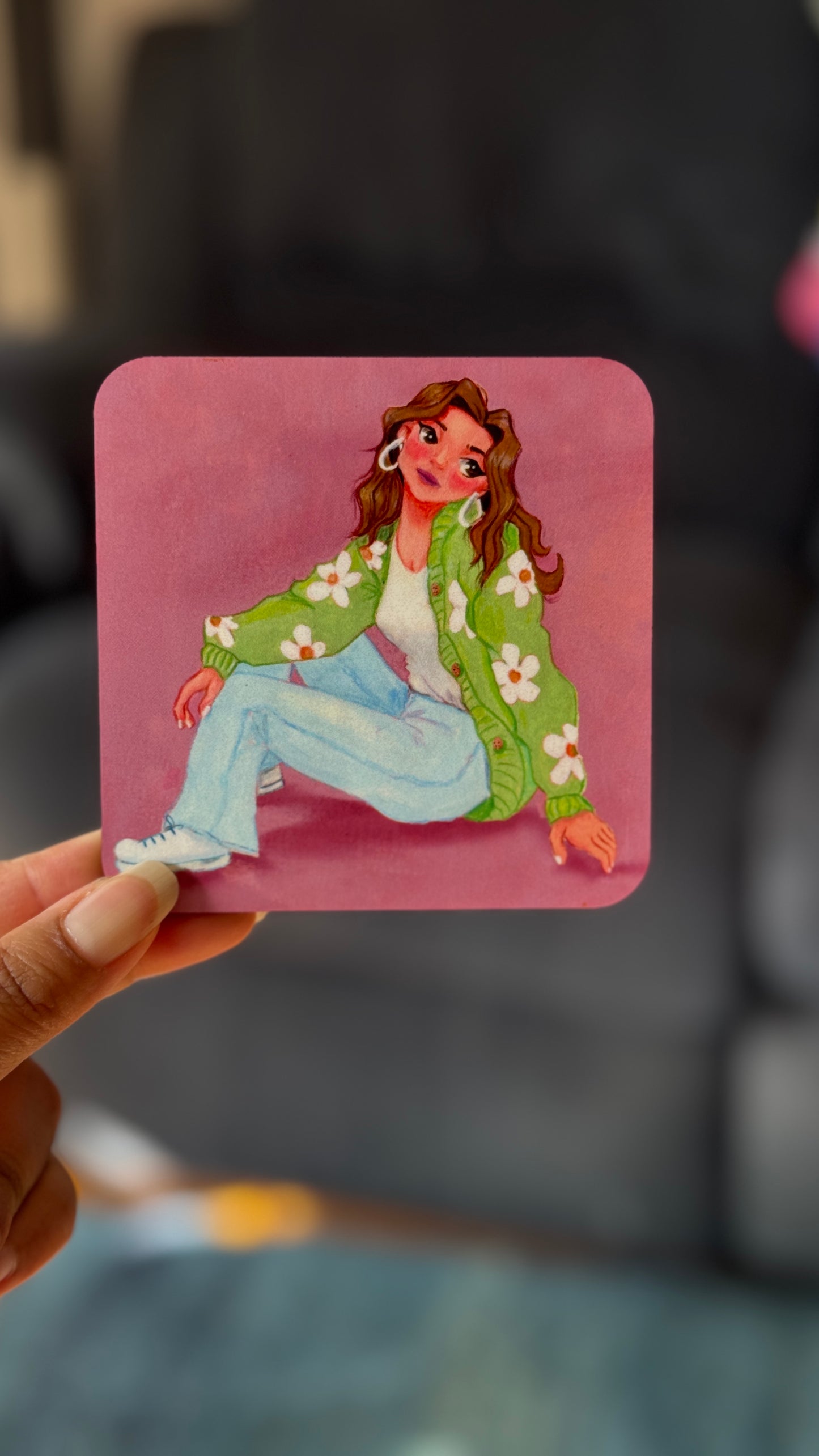 Flower Power Girl MDF Coaster