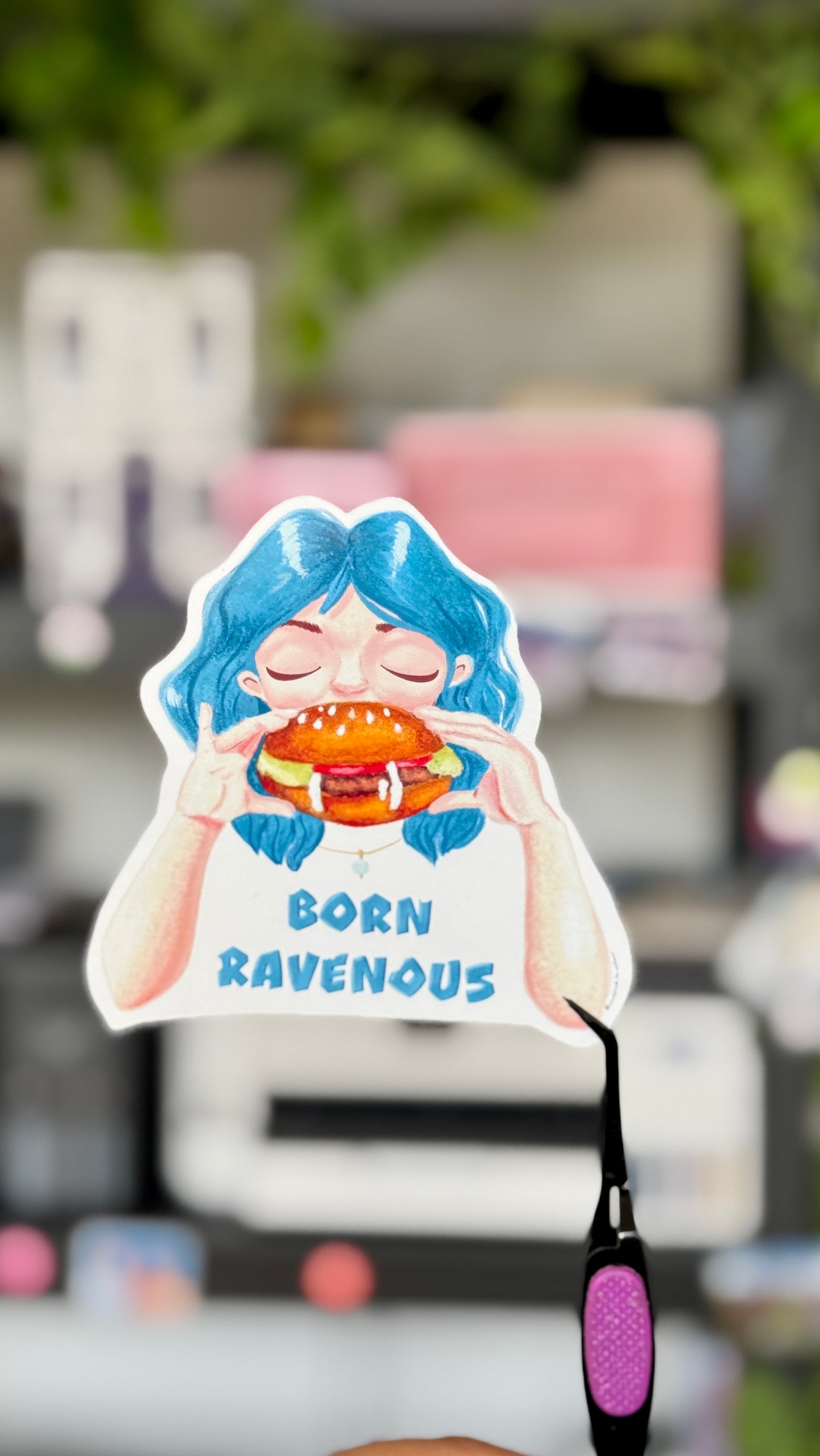 Born Ravenous, Vinyl Sticker for those with an appetite, Fun and Quirky Food Lover Decal