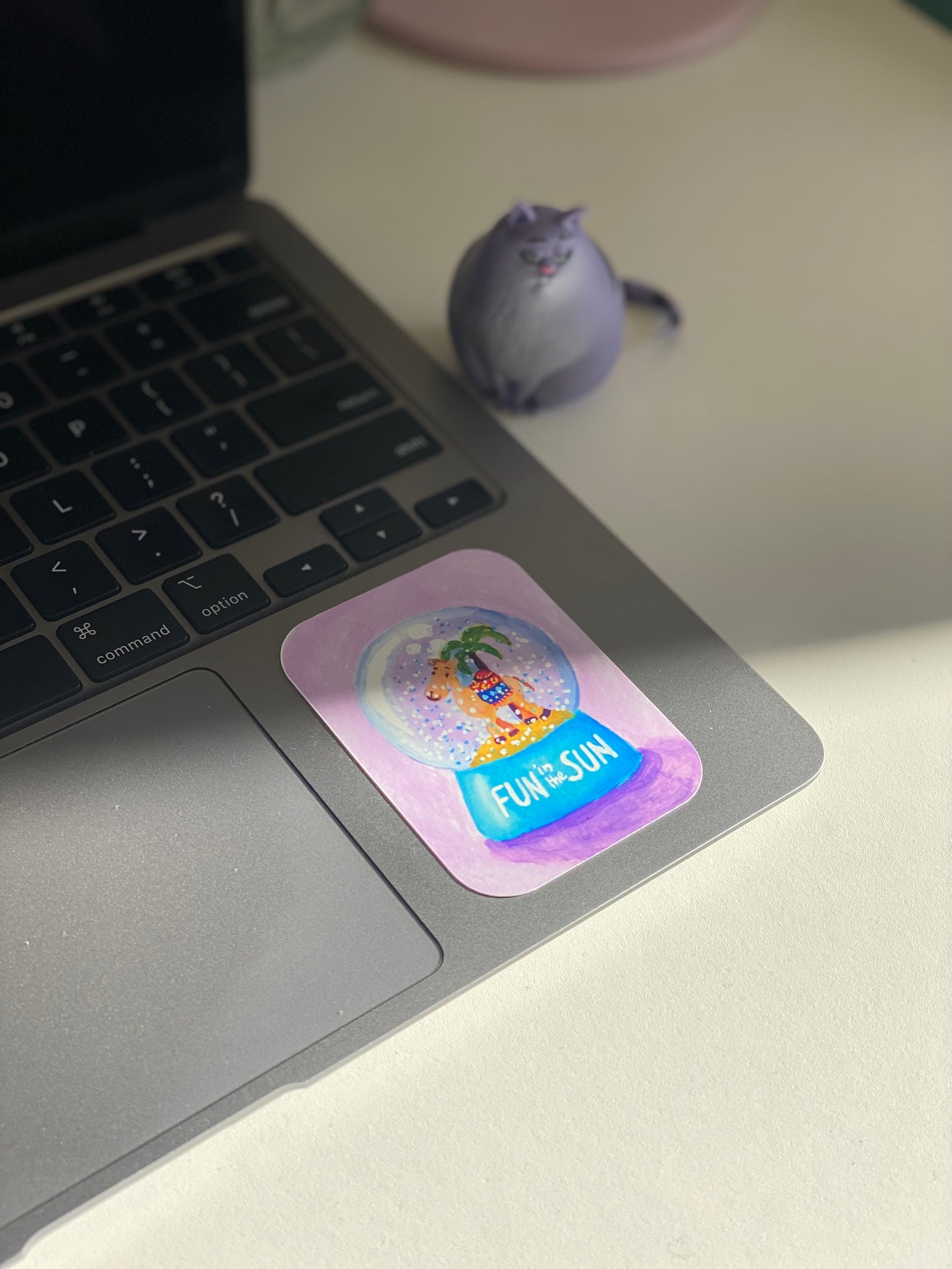 Fun in the Sun Snowglobe Vinyl Sticker, Whimsical Summer Desert Theme Decal, Camel Snowglobe sticker