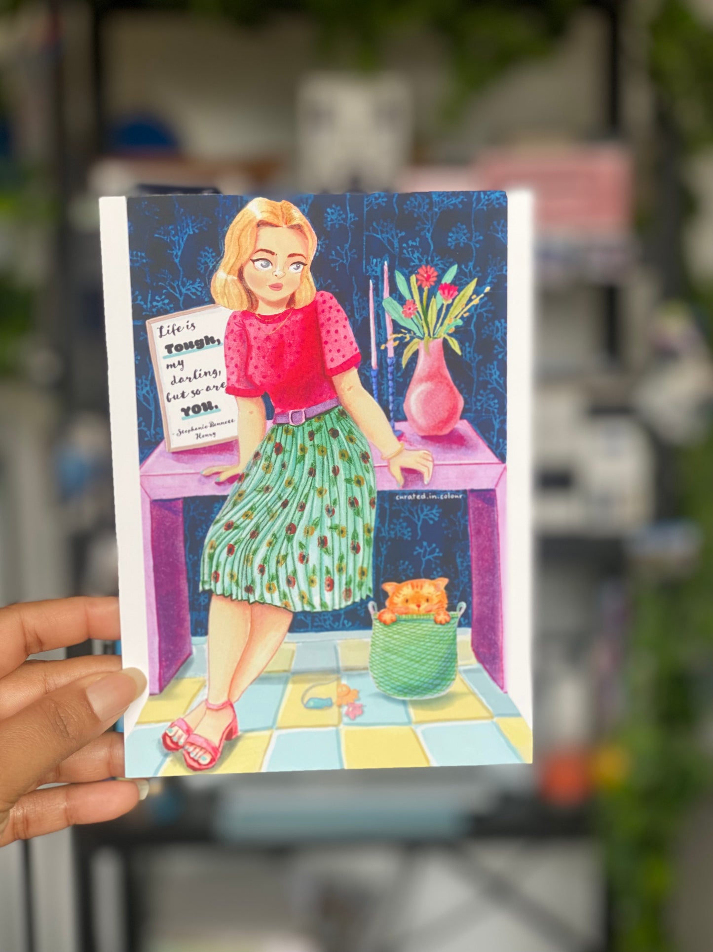 Tough woman with her Cat Art print