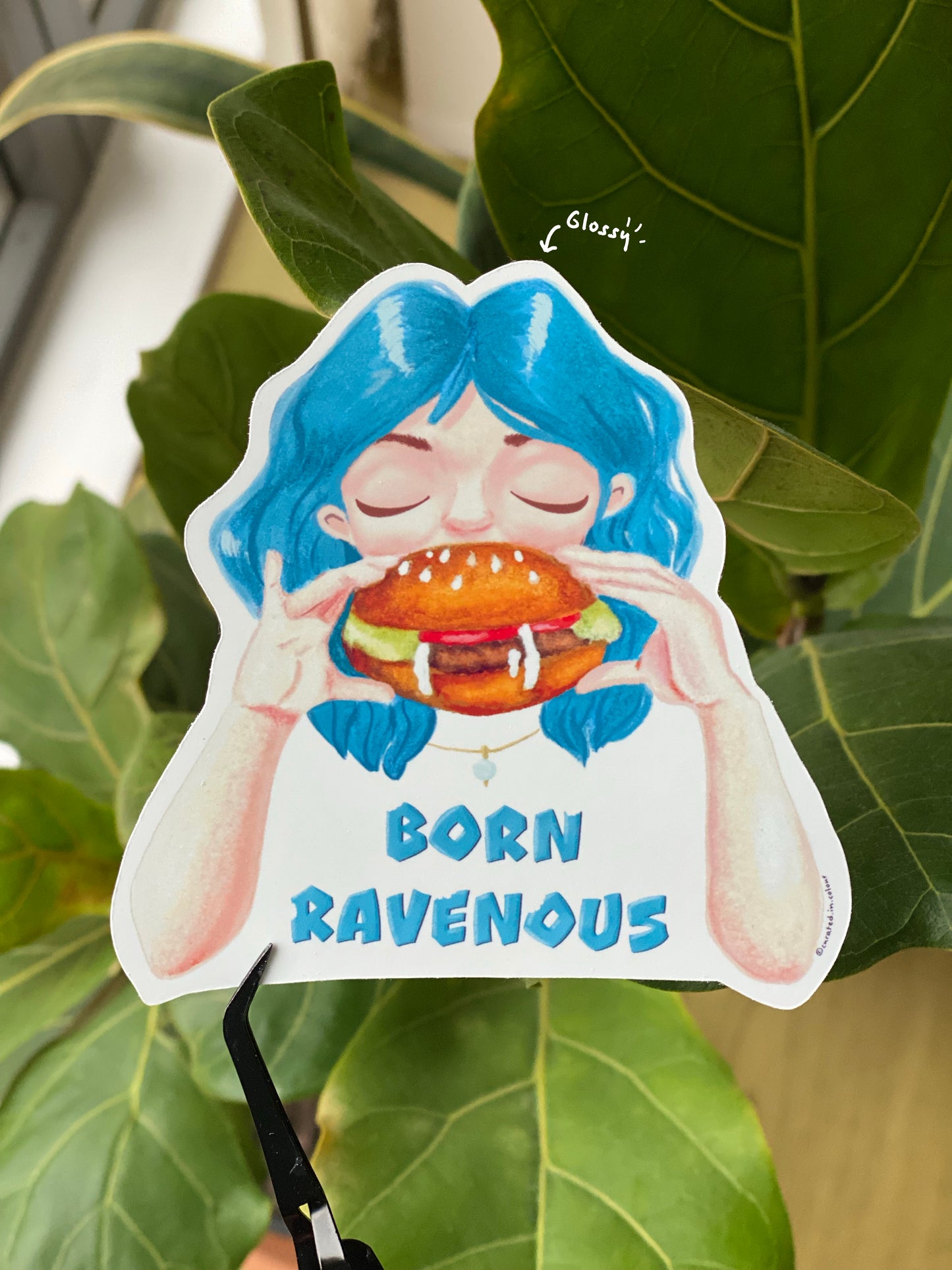 Born Ravenous, Vinyl Sticker for those with an appetite, Fun and Quirky Food Lover Decal