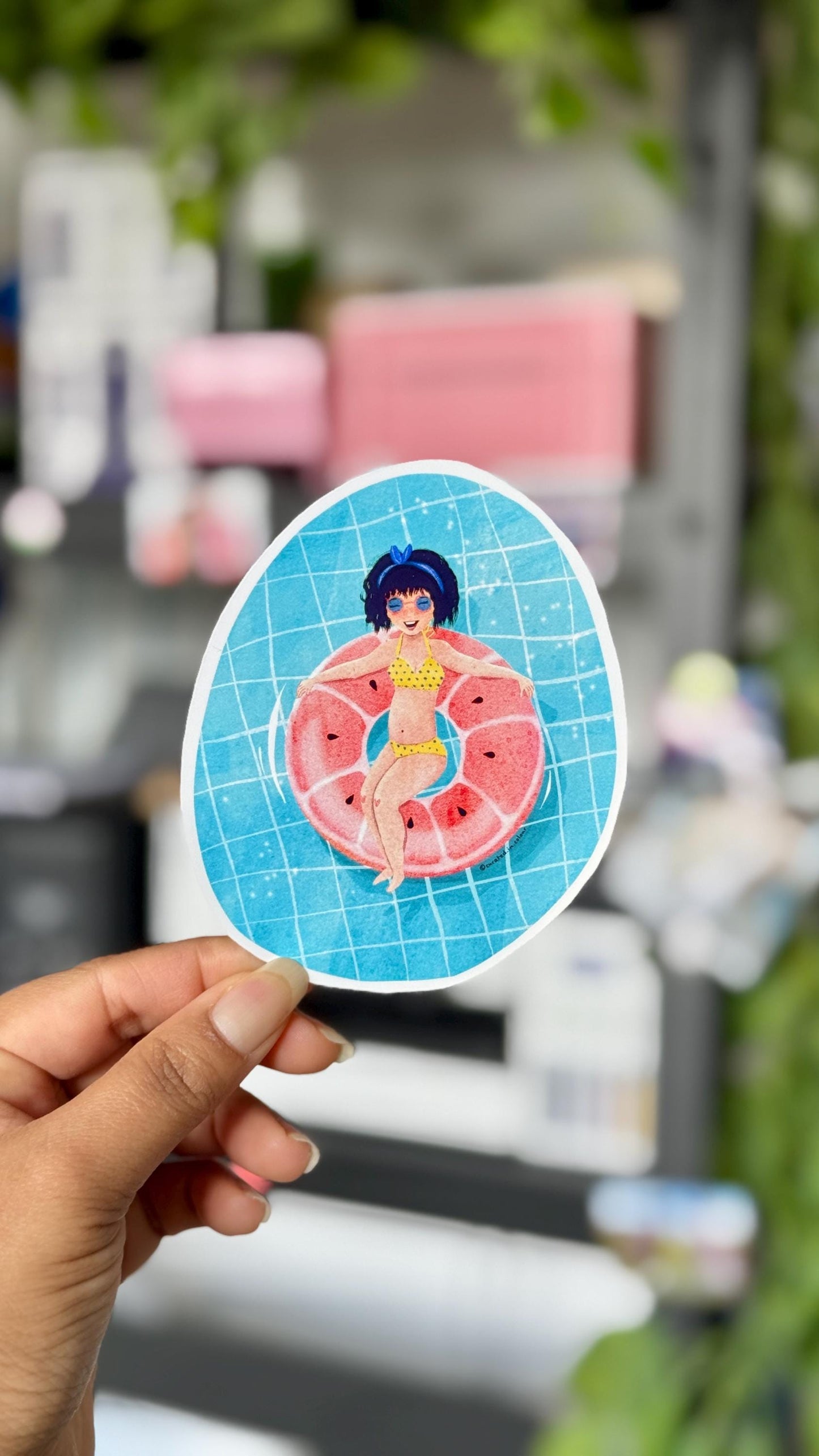 Summer Splash Vinyl Sticker, Girl in Swimming Pool decal, Cute girl sticker