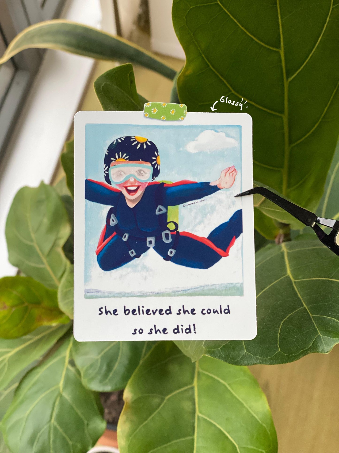 She Believed it, so She Did it- skydiving girl vinyl sticker, Motivational Sticker