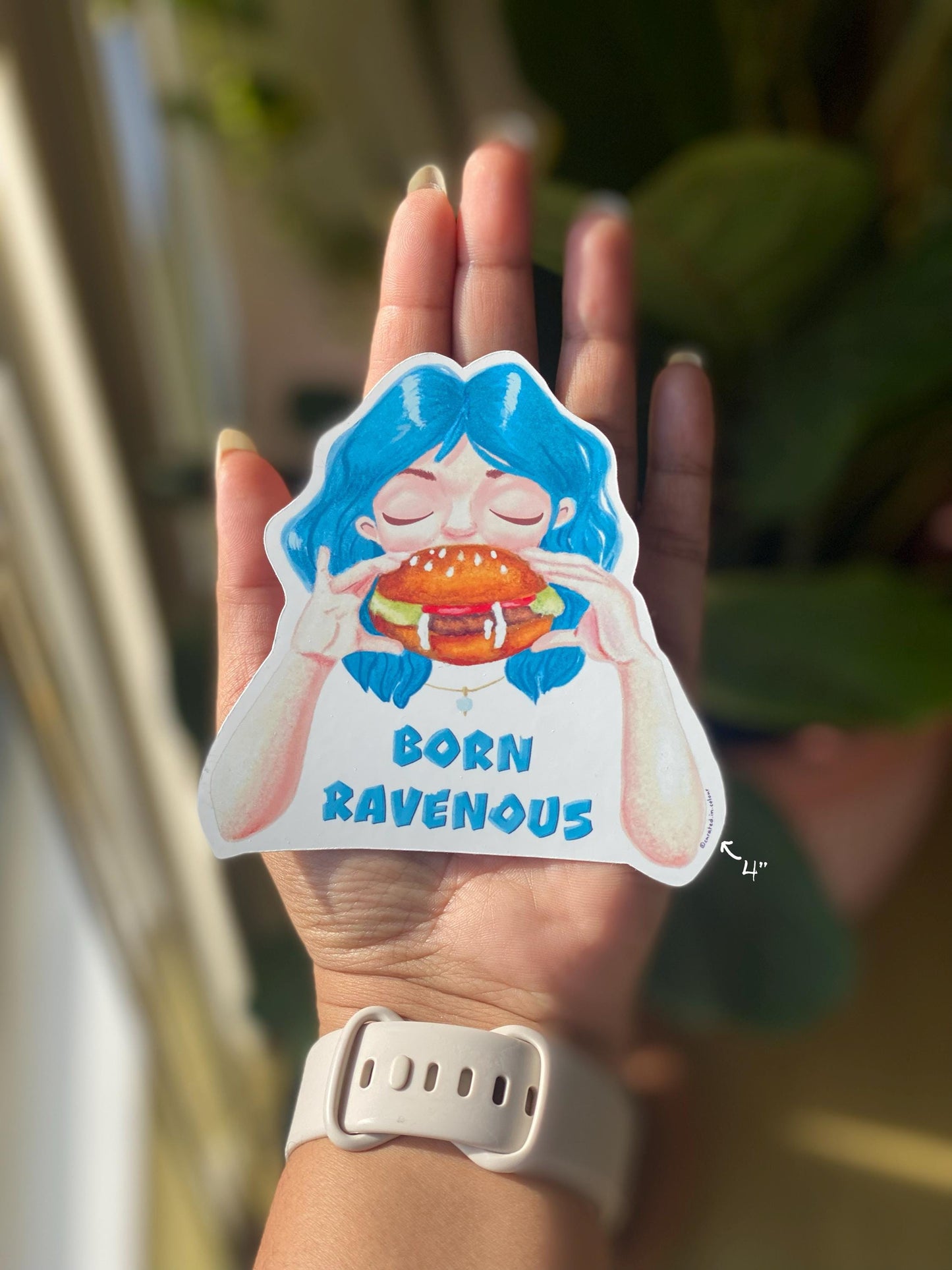 Born Ravenous, Vinyl Sticker for those with an appetite, Fun and Quirky Food Lover Decal
