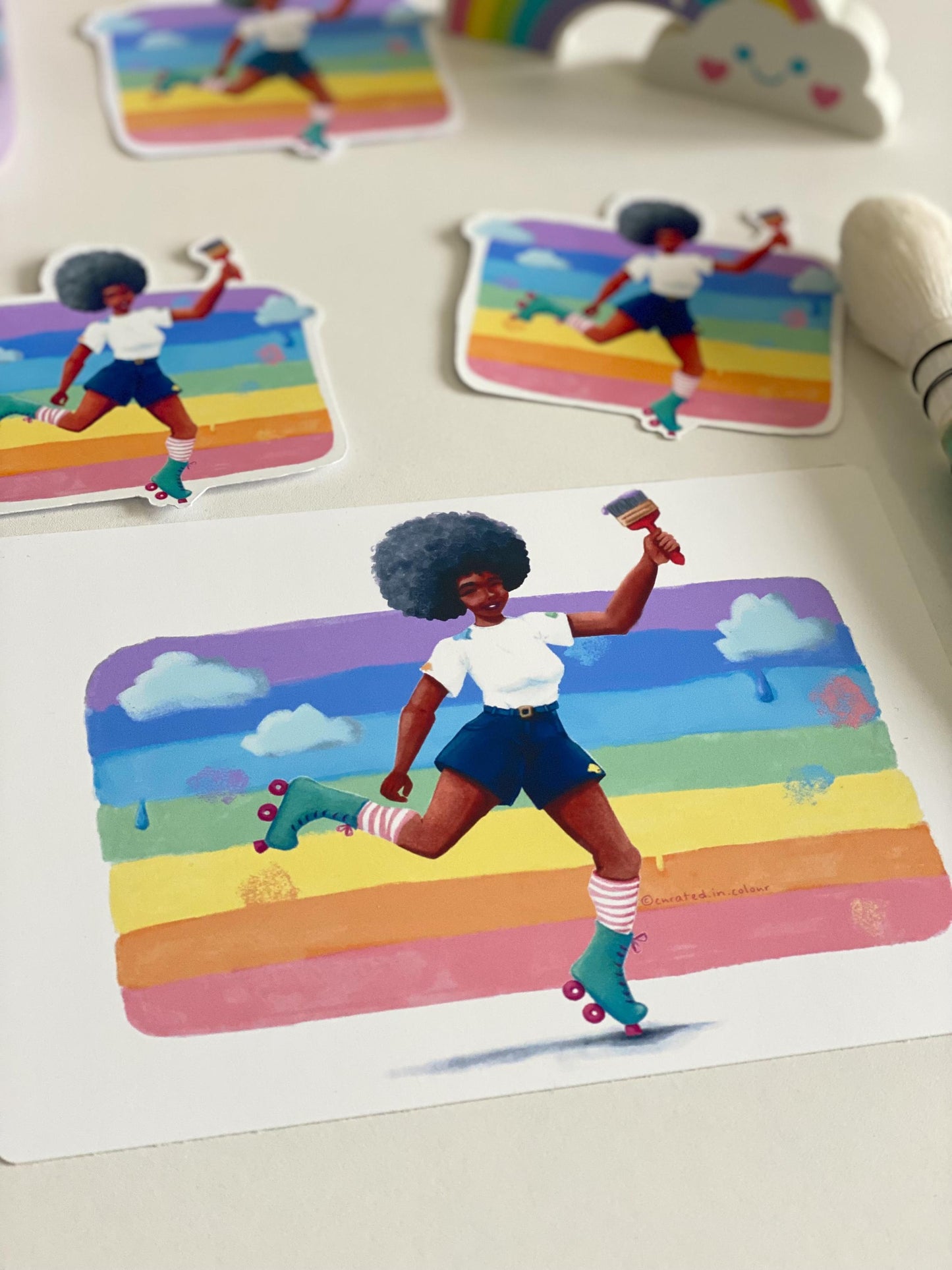 Rainbow Roller Skater Art Print