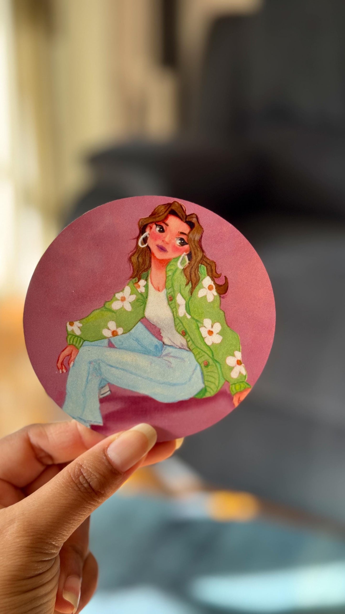 Flower Power Girl MDF Coaster