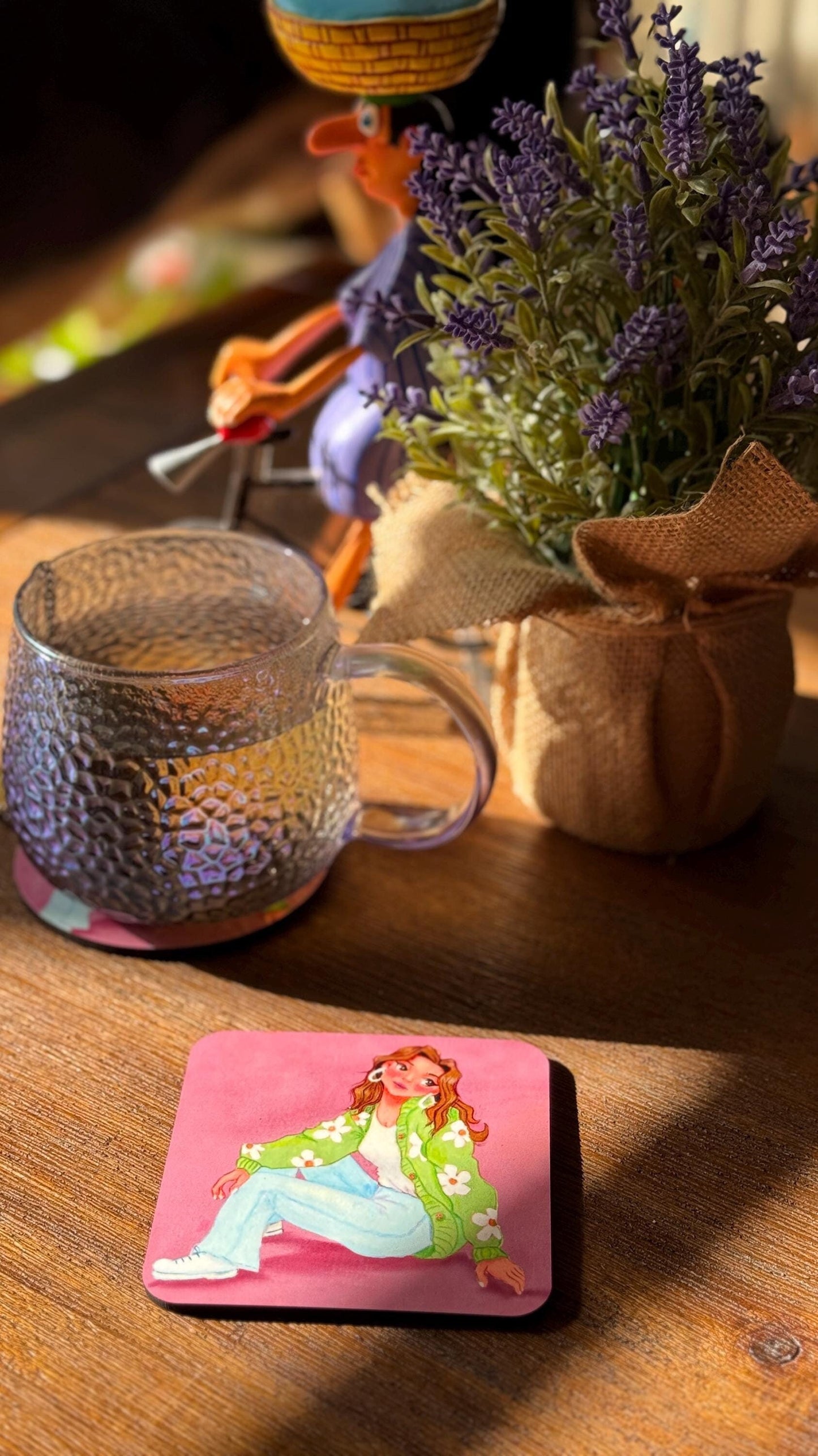 Flower Power Girl MDF Coaster