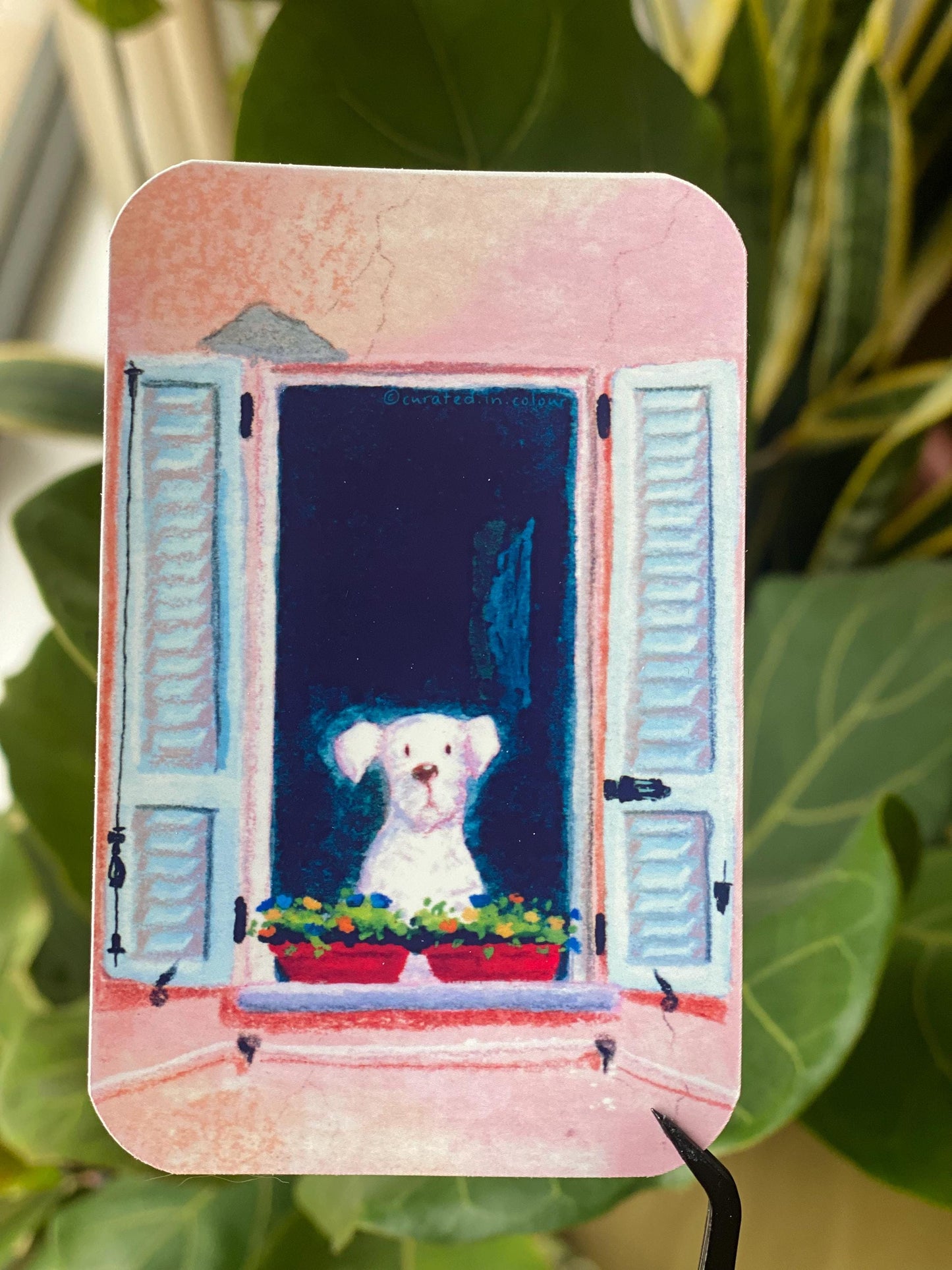 Puppy in the Window Vinyl Die-Cut Sticker, Adorably Cute Sticker, Puppy Sticker, Cute Window Sticker