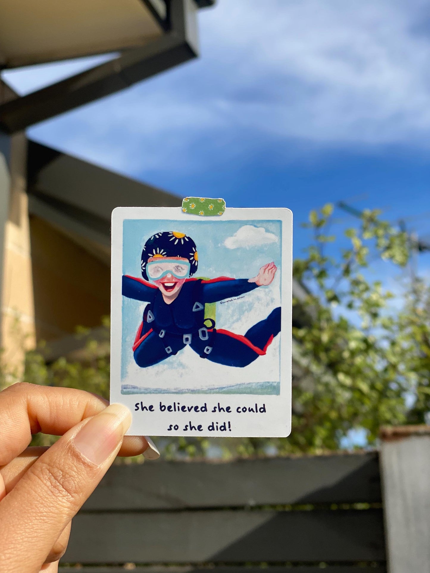 She Believed it, so She Did it- skydiving girl vinyl sticker, Motivational Sticker