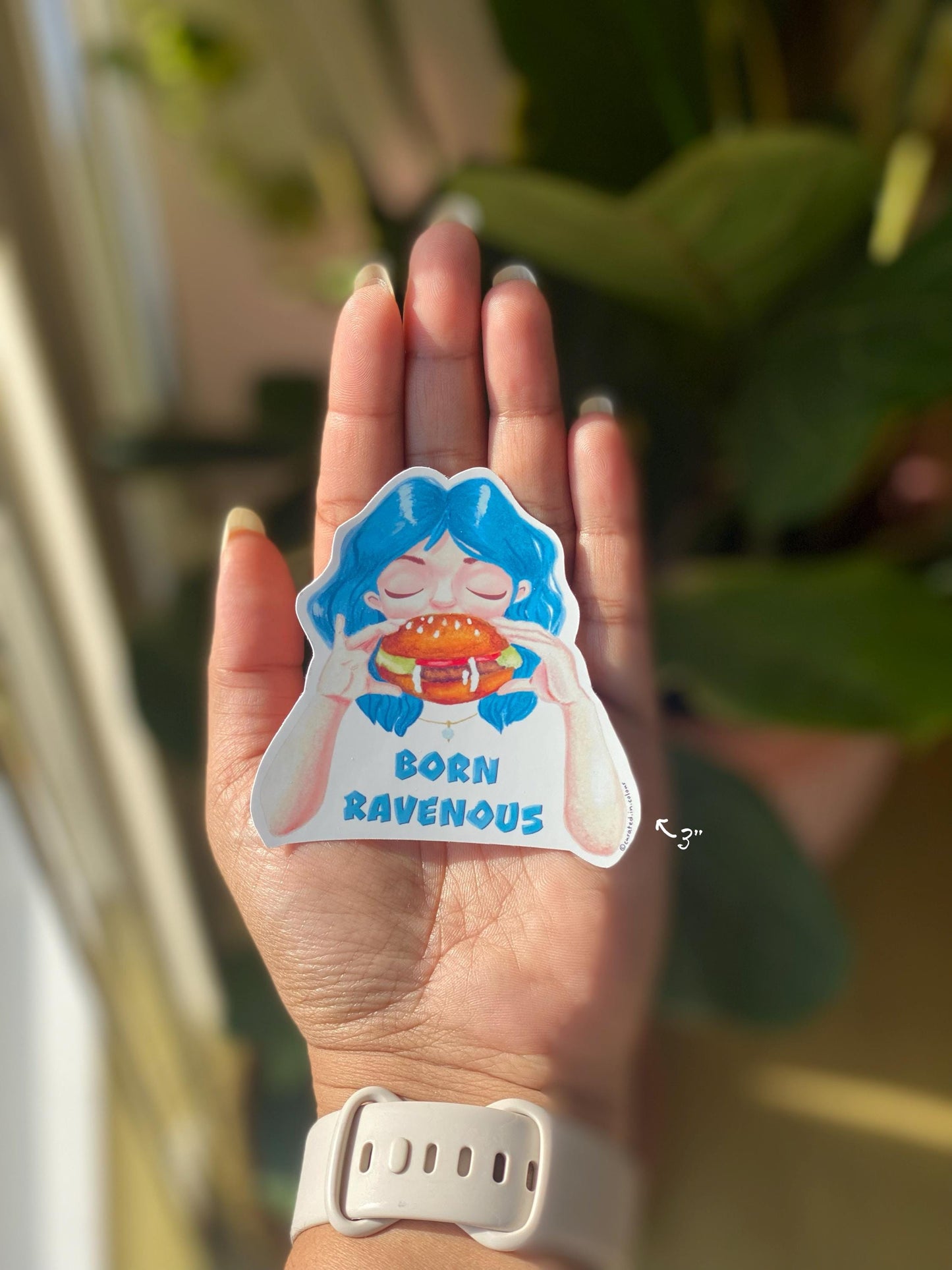 Born Ravenous, Vinyl Sticker for those with an appetite, Fun and Quirky Food Lover Decal