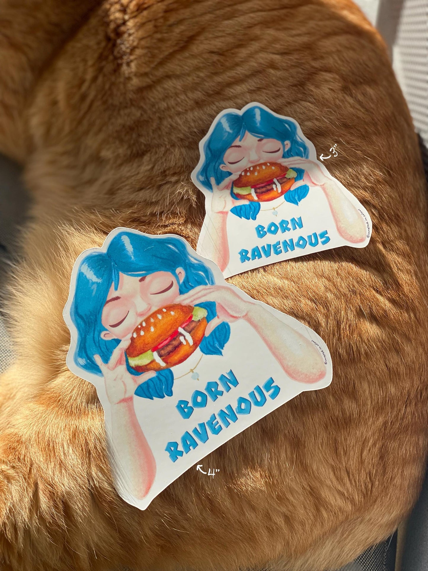 Born Ravenous, Vinyl Sticker for those with an appetite, Fun and Quirky Food Lover Decal