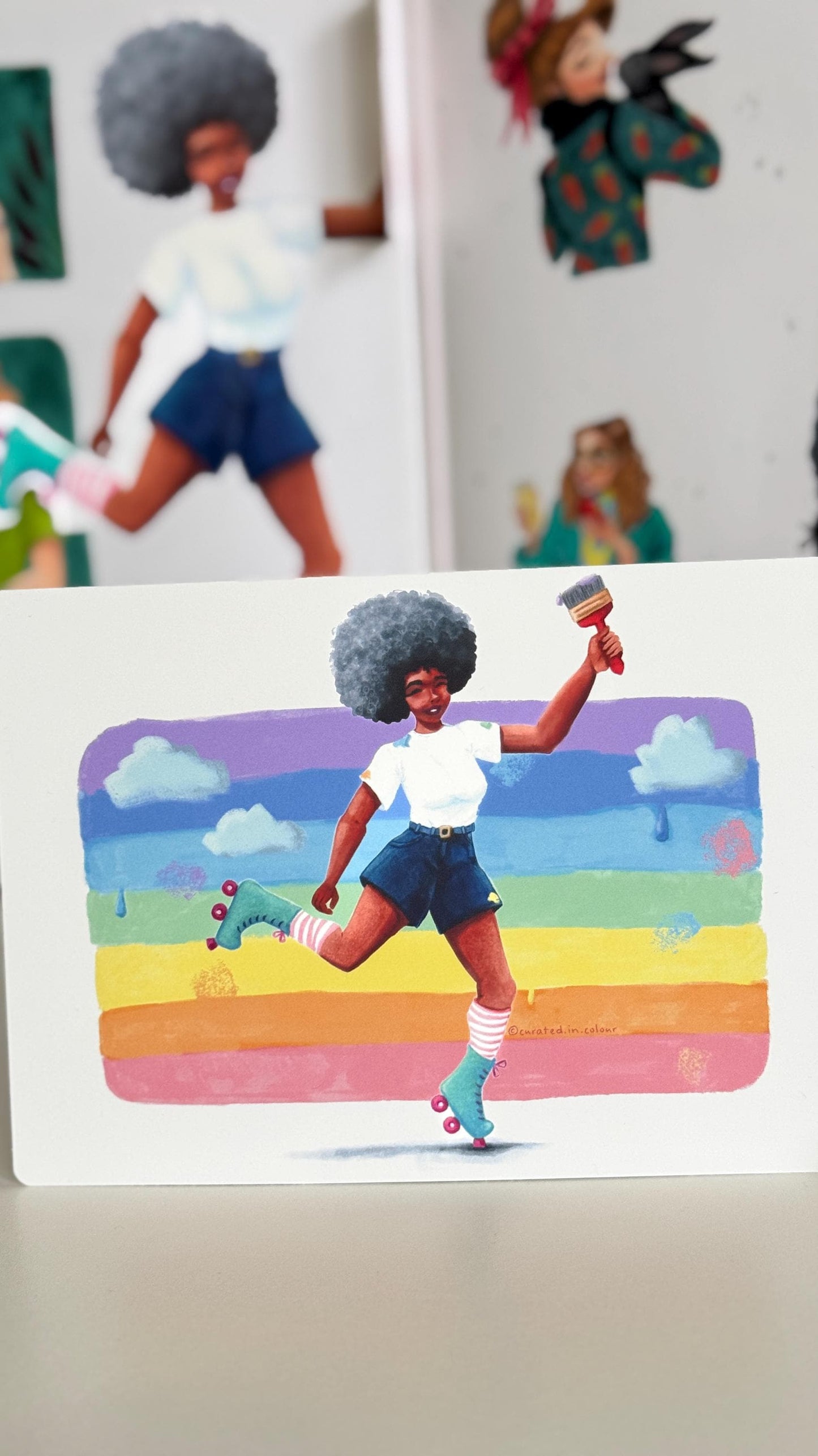 Rainbow Roller Skater Art Print