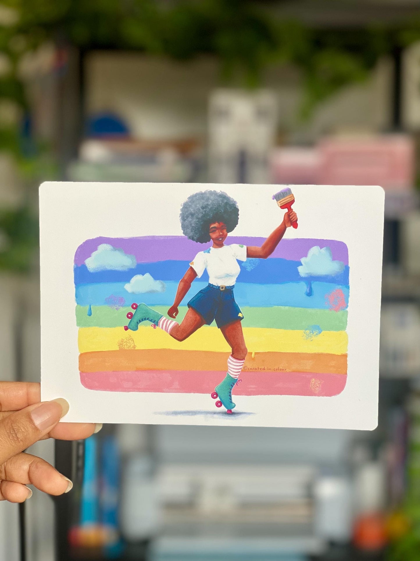 Rainbow Roller Skater Art Print