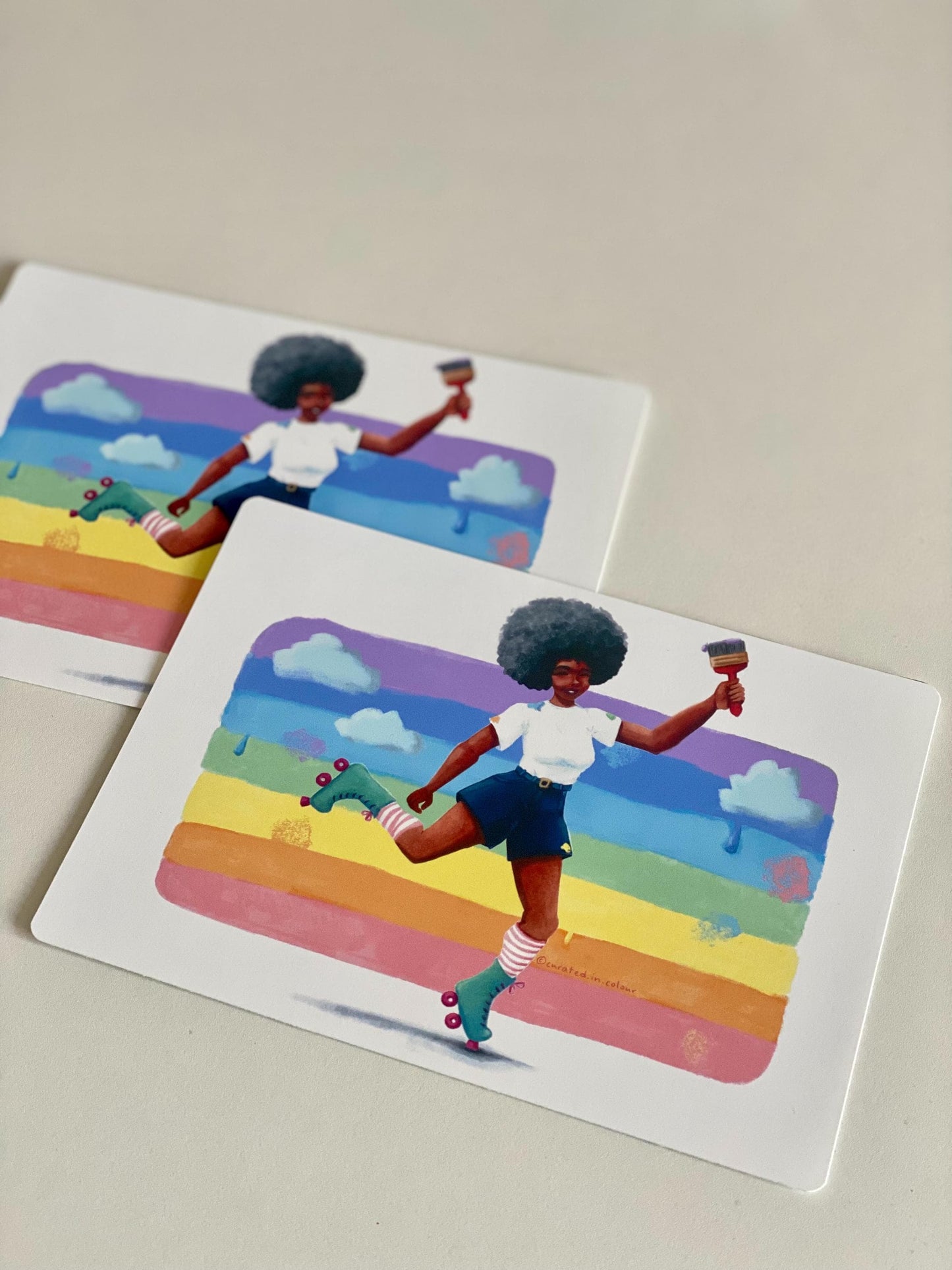 Rainbow Roller Skater Art Print