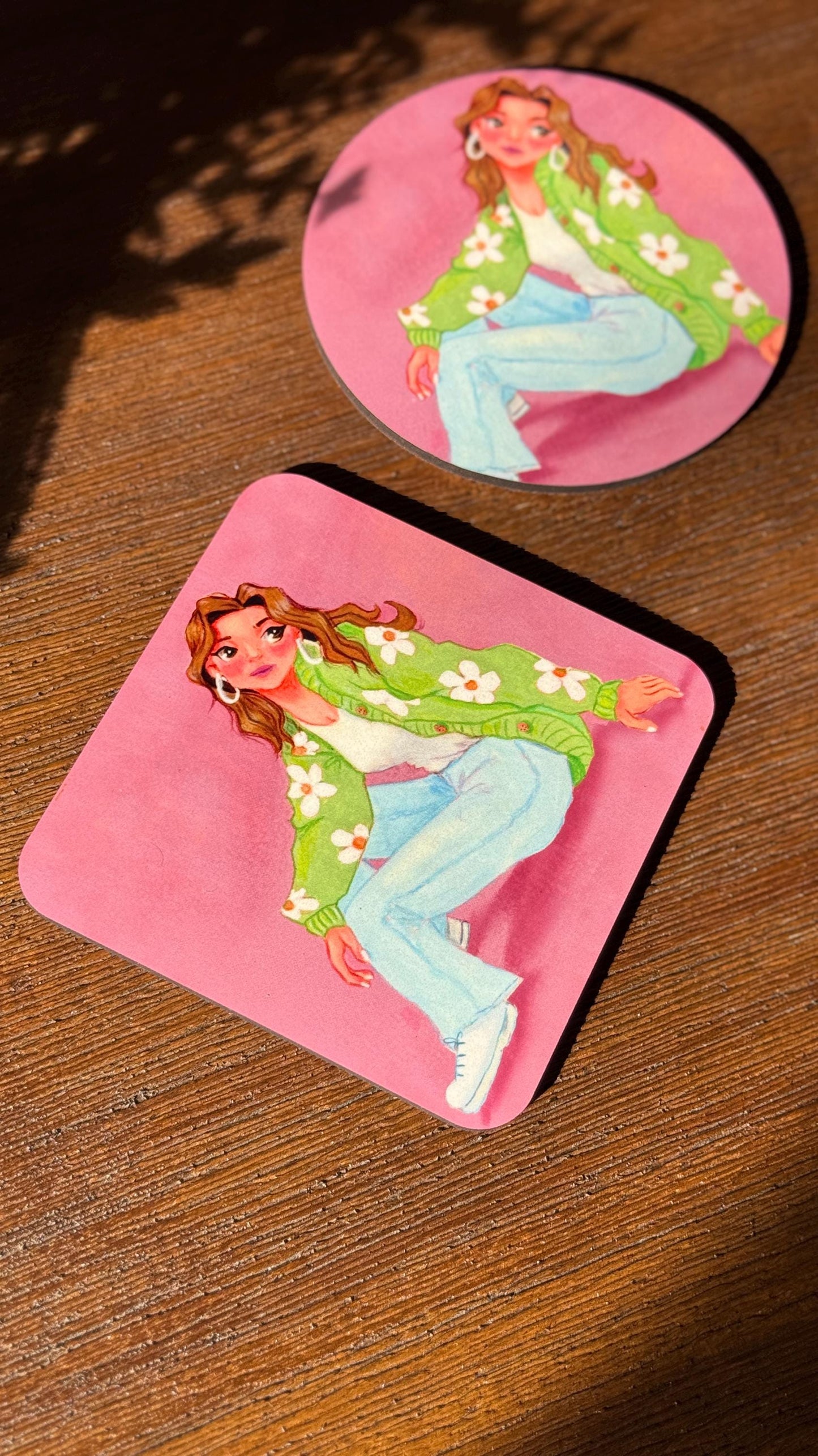 Flower Power Girl MDF Coaster