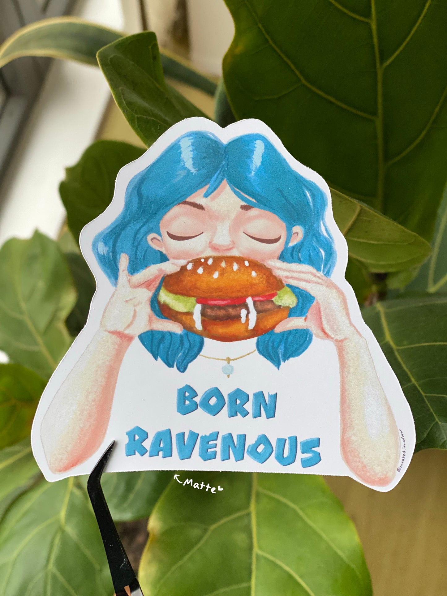 Born Ravenous, Vinyl Sticker for those with an appetite, Fun and Quirky Food Lover Decal