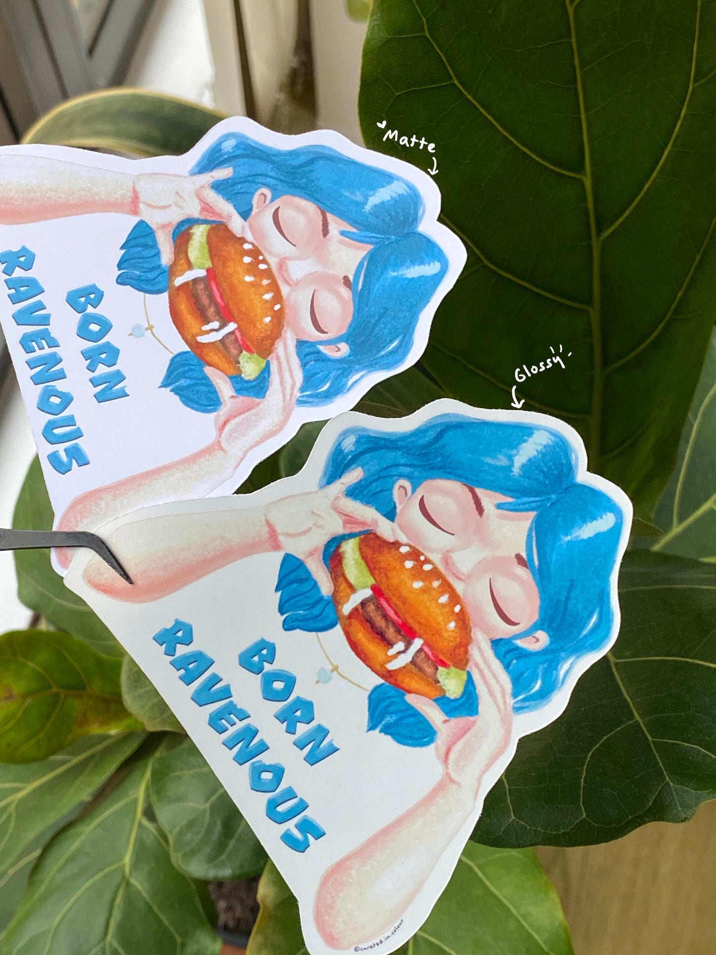 Born Ravenous, Vinyl Sticker for those with an appetite, Fun and Quirky Food Lover Decal
