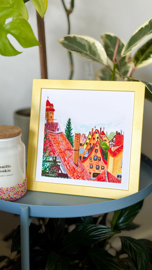 German Gable Roofs - 8x8 Art Print