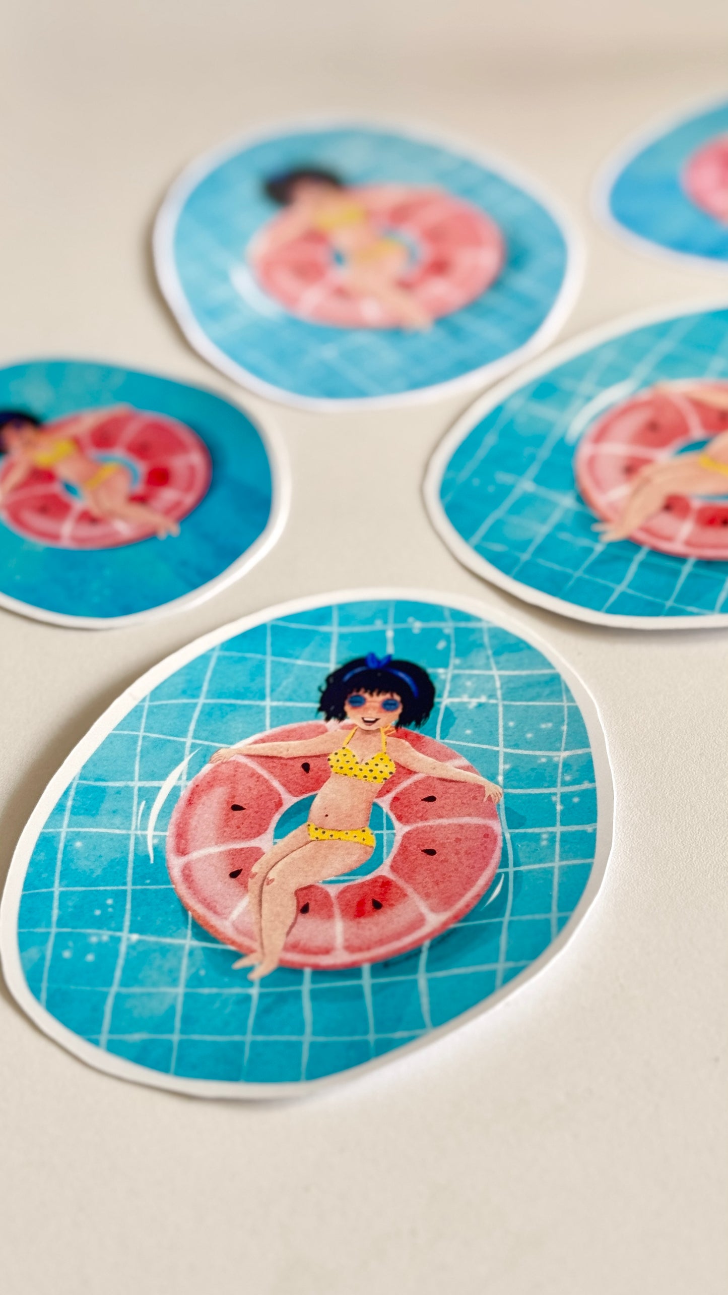 Summer Splash Vinyl Sticker, Girl in Swimming Pool decal, Cute girl sticker