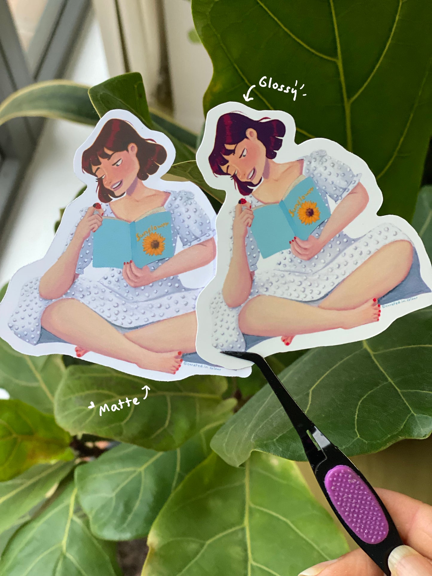 Rosie - The Sunflower Lover Vinyl Sticker, Cute girl sticker