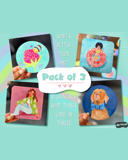 Mix & Match | Pack of 3 | MDF Coasters | Build your own Bundle (BYOB)