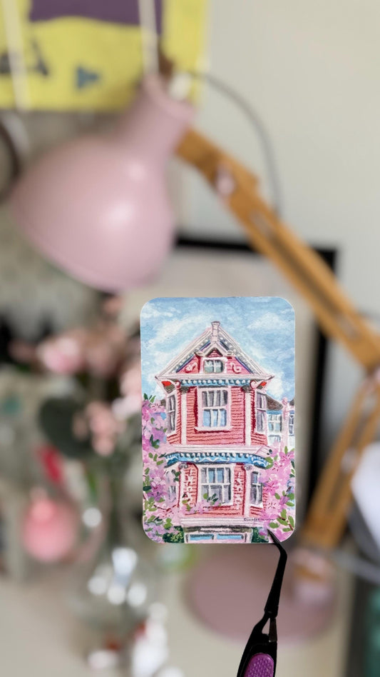 Cute Pink house with Bougainvillea vinyl sticker