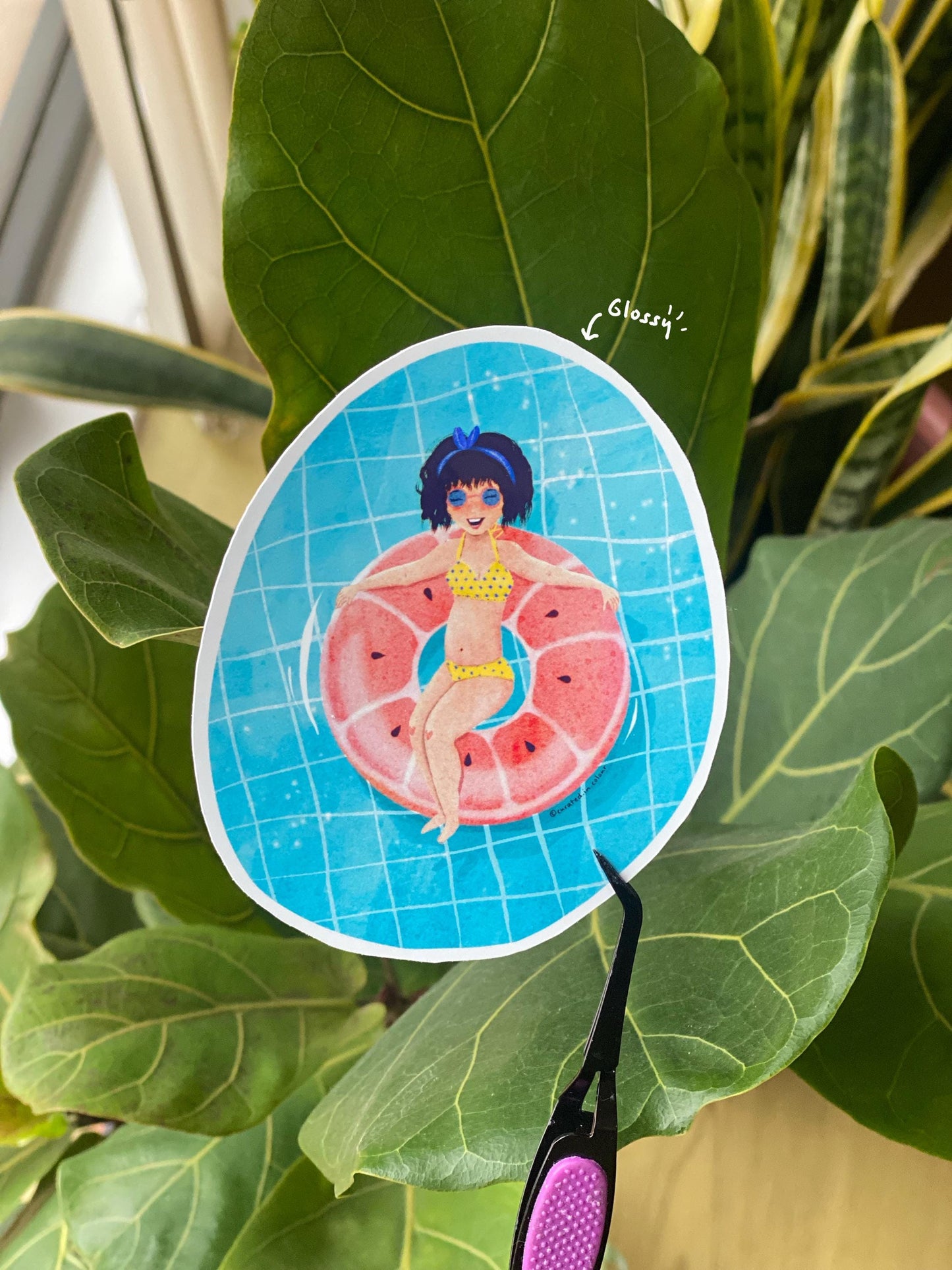 Summer Splash Vinyl Sticker, Girl in Swimming Pool decal, Cute girl sticker