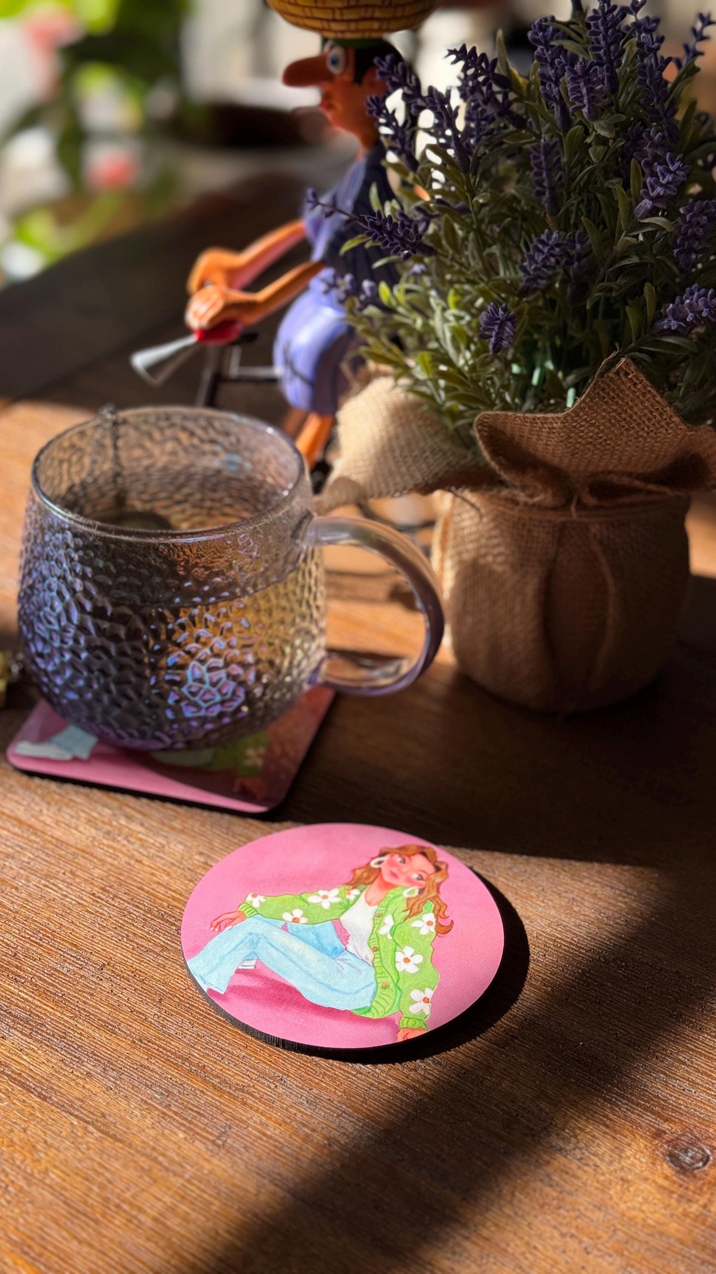 Flower Power Girl MDF Coaster