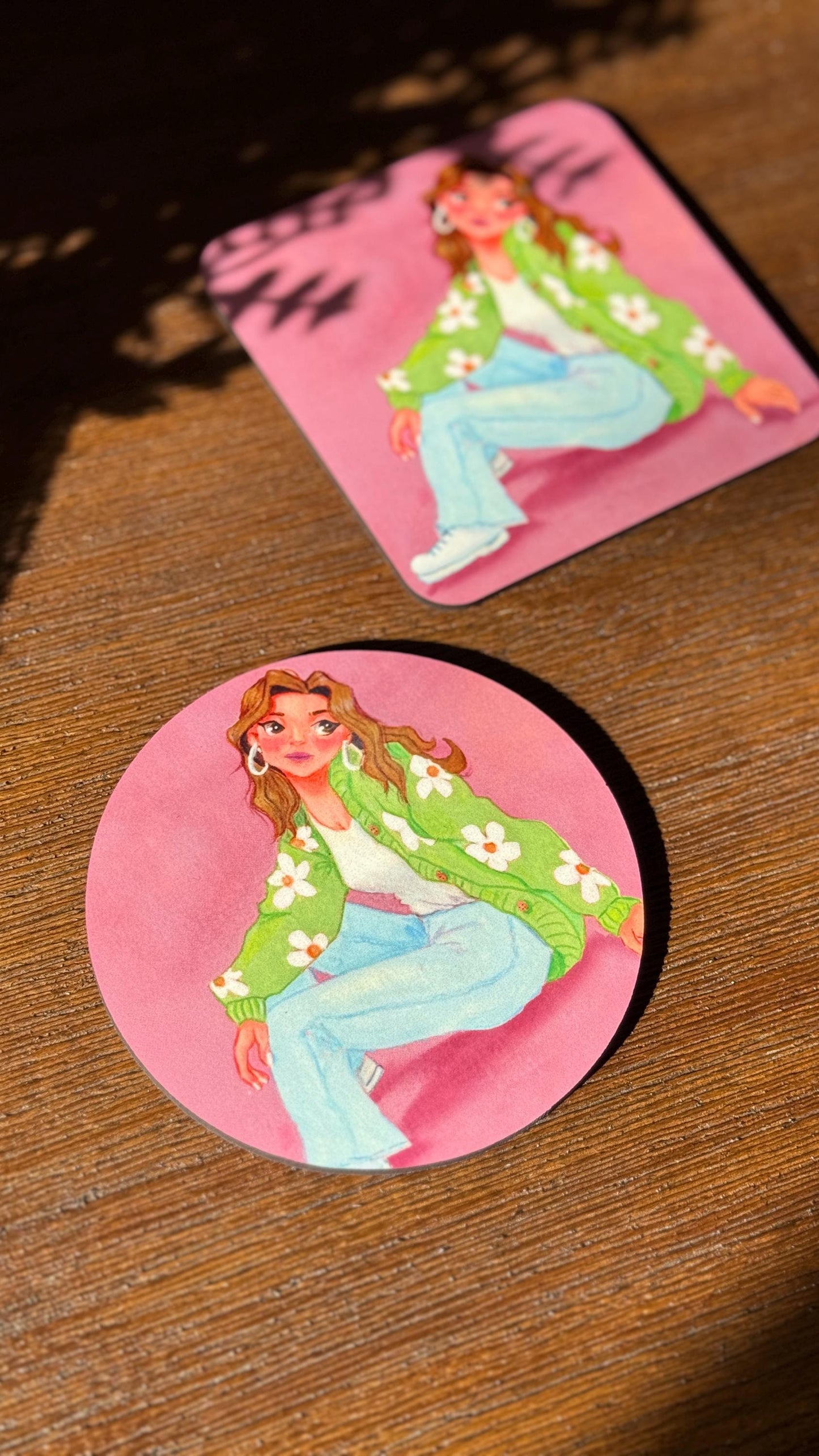 Flower Power Girl MDF Coaster