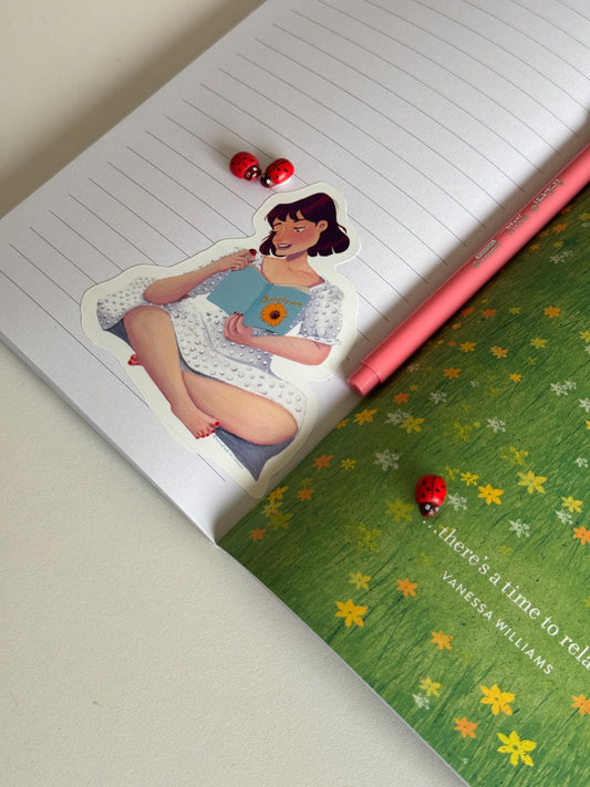 Rosie - The Sunflower Lover Vinyl Sticker, Cute girl sticker