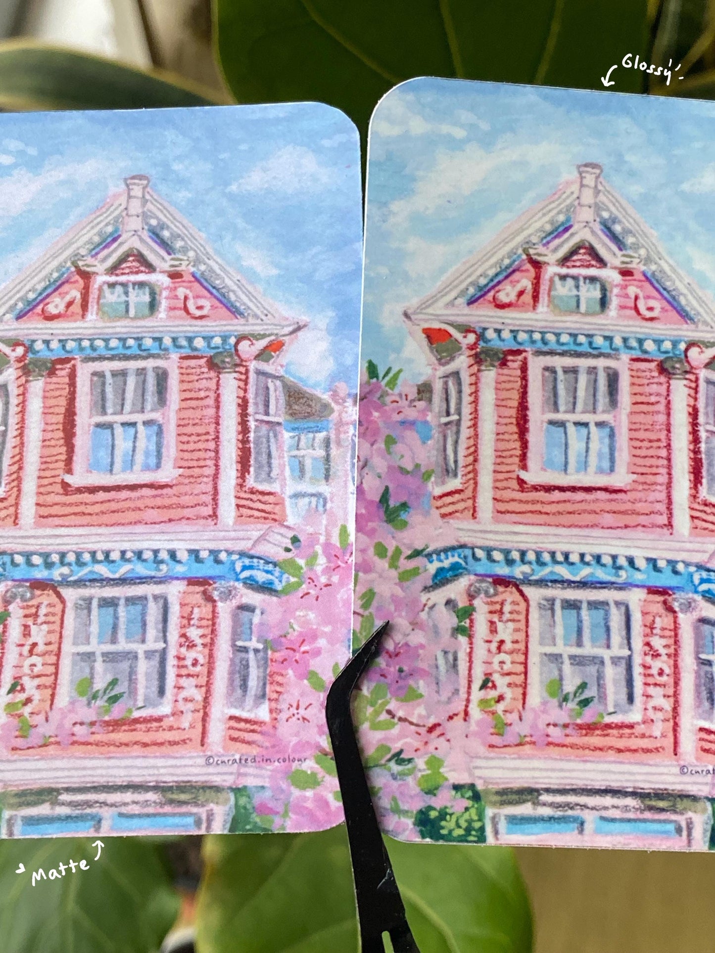 Cute Pink house with Bougainvillea vinyl sticker