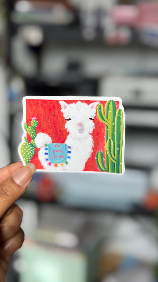No Probllama Sticker, Cute and Funny Vinyl Decal, Llama sticker
