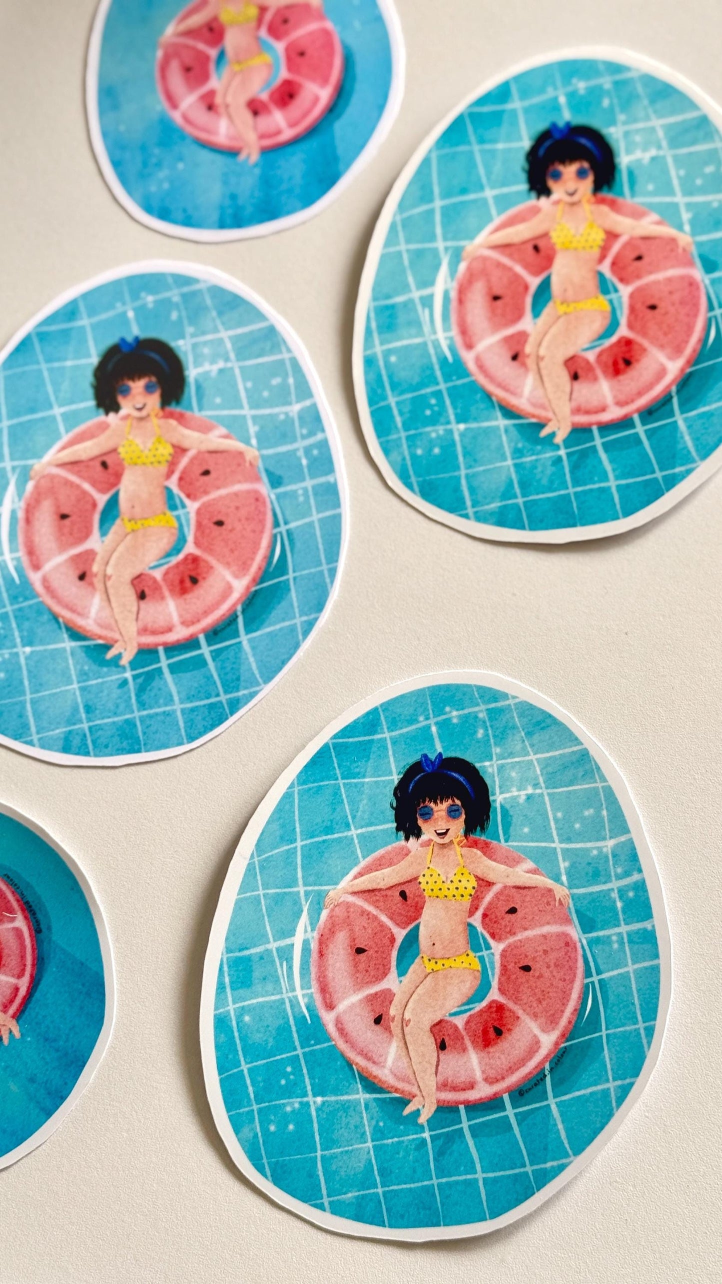 Summer Splash Vinyl Sticker, Girl in Swimming Pool decal, Cute girl sticker