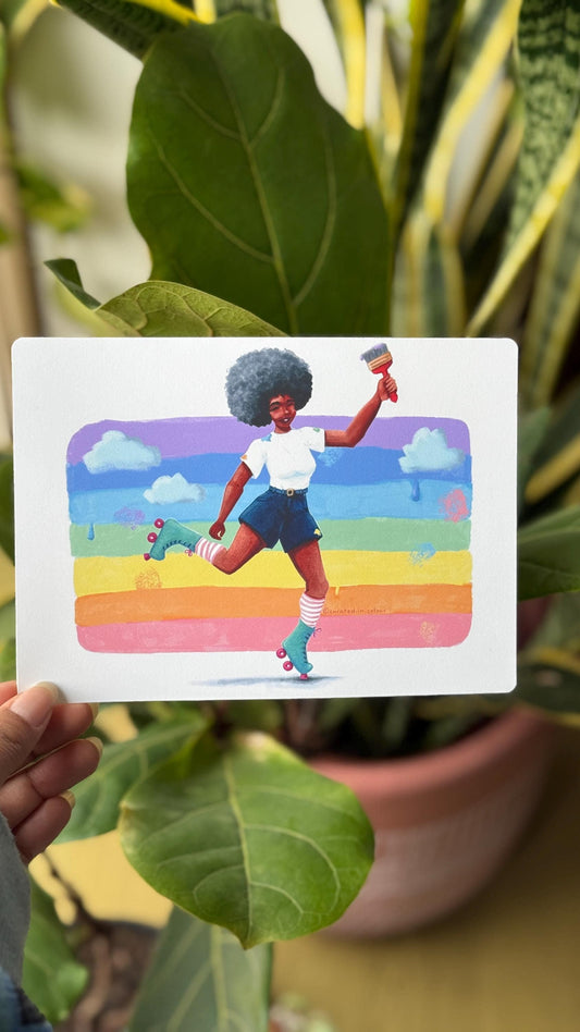 Rainbow Roller Skater Art Print