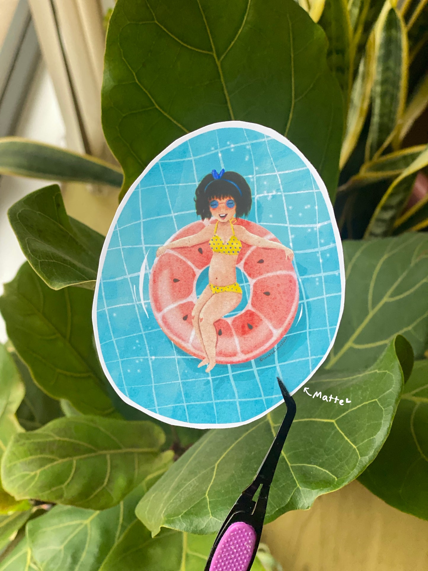 Summer Splash Vinyl Sticker, Girl in Swimming Pool decal, Cute girl sticker
