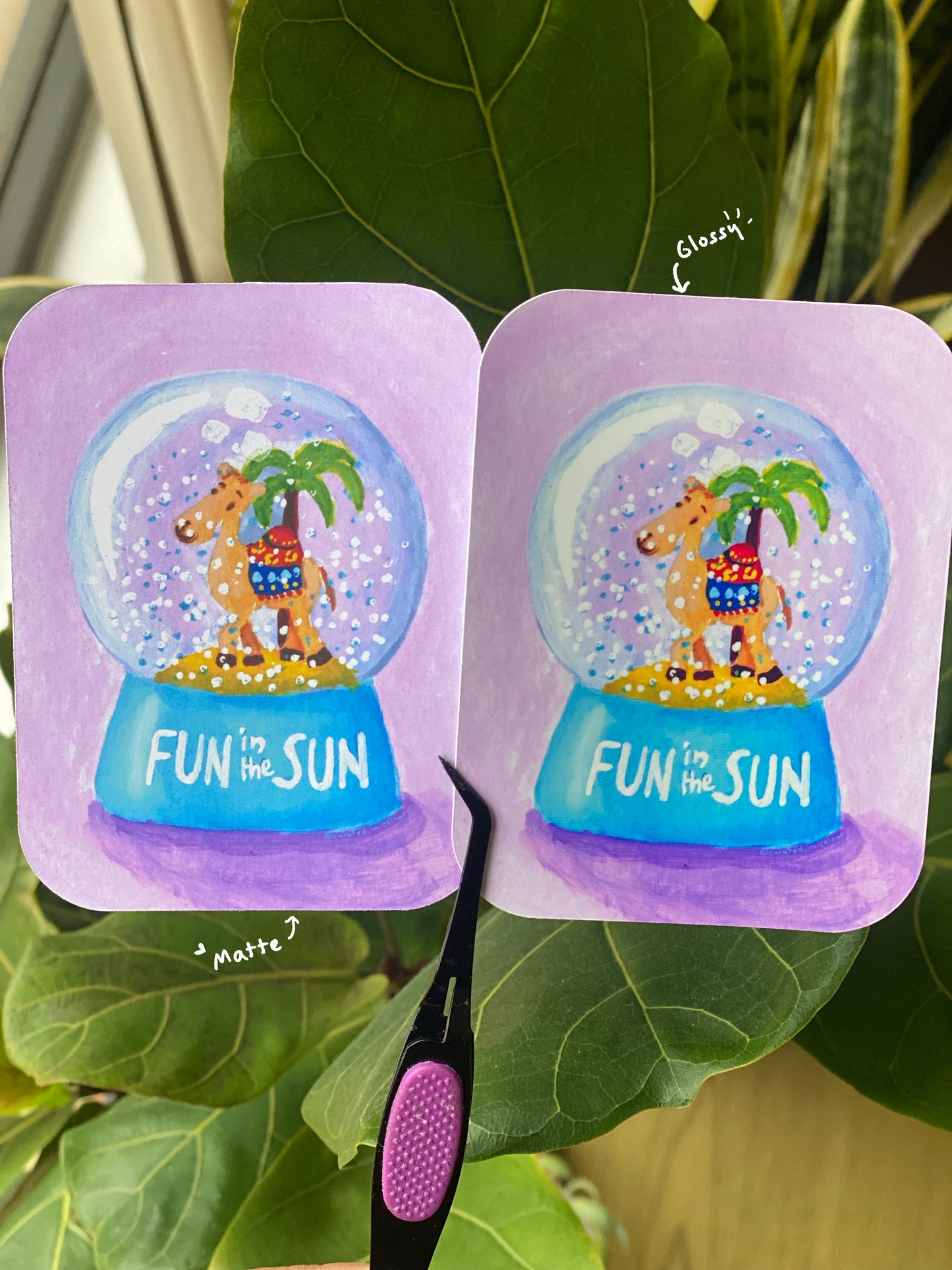 Fun in the Sun Snowglobe Vinyl Sticker, Whimsical Summer Desert Theme Decal, Camel Snowglobe sticker